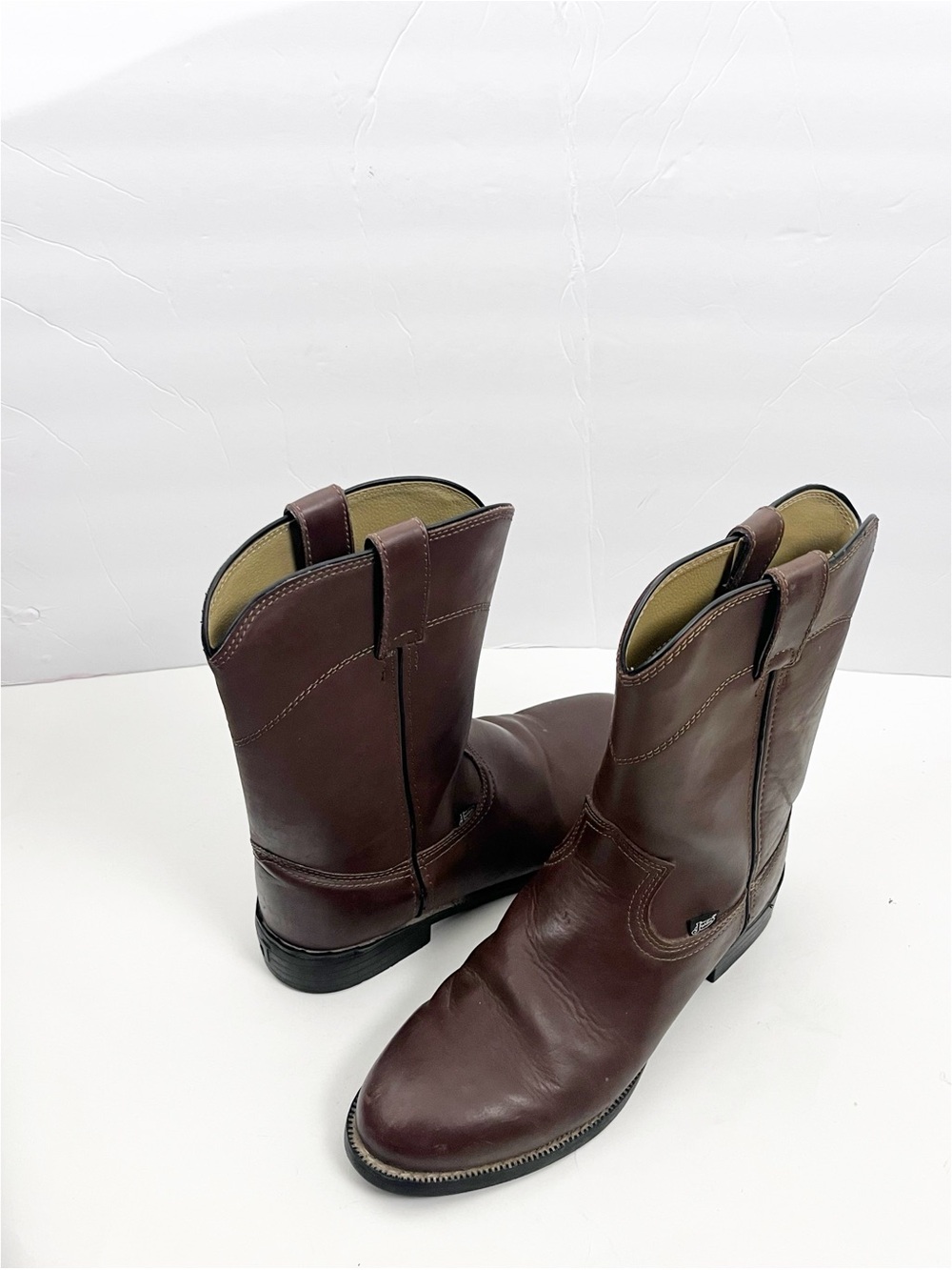 JUSTIN Men’s Basics Brown Slip On Cowboy Boots SIZES 7D/7.5D Cowboy Rancher
